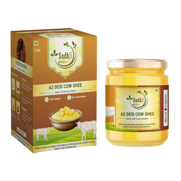 SudhJi 100% Pure A2 Cow Ghee – Traditional Bilona Method, 1Ltr.