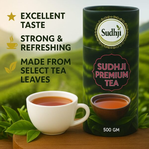 SUDHJI Premium Tea, Blended with 5 unique types of leaves from Upper Assam and enriched with Orthodox Tea leaves- 500g - Image 6